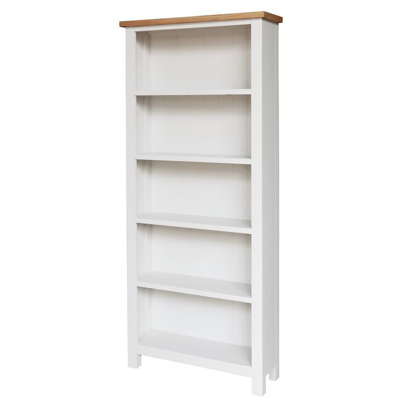 Lucerne Tall Bookcase Oak White 5 Shelves 