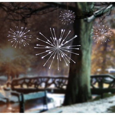 4 X Christmas Starburst Ball Lights Animated White Outdoor 45 Led 45cm Shimmerbrights