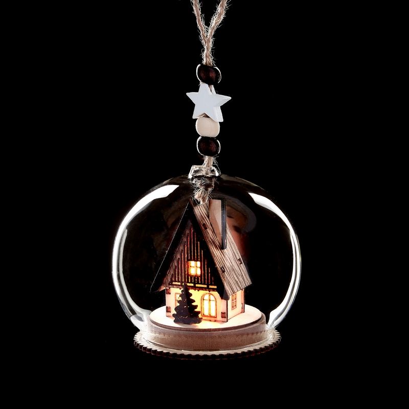 House Hanging Dome Christmas Decoration - 1 Warm White LED