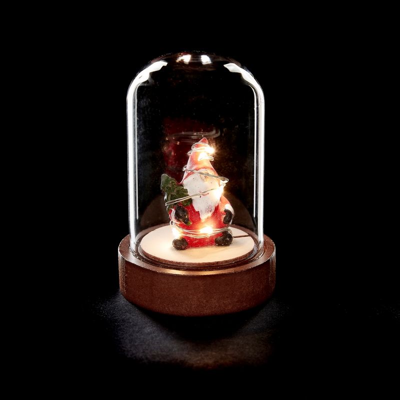 Santa Mini Glass Dome Christmas Decoration - 6 Warm White LEDs