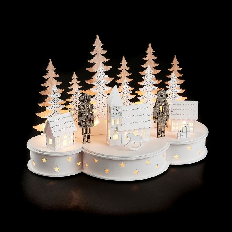 Forrest Nutcracker House Silhouette Christmas Decoration - 12 Warm White LEDs