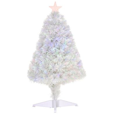 3ft Fibre Optic Christmas Tree Artificial White Ornament Multicoloured 85 Tips