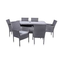 See more information about the Malaga Rattan Garden Patio Dining Set by Royalcraft - 6 Seats Grey Cushions