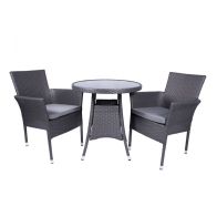 See more information about the Malaga Rattan Garden Bistro Set by Royalcraft - 2 Seats Grey Cushions