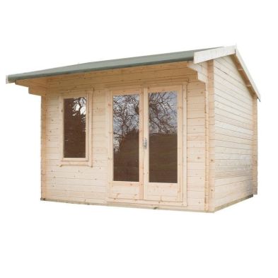 Product photograph of Shire Marlborough 9 9 X 13 8 Reverse Apex Log Cabin - Premium 44mm Cladding Tongue Groove from QD stores