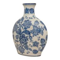 See more information about the Bottle Vase Ceramic Blue & White with Flower Pattern - 31cm