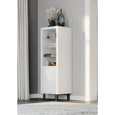 Product photograph of Uton Tall Bookcase Grey 1 Door 3 Shelves from QD stores