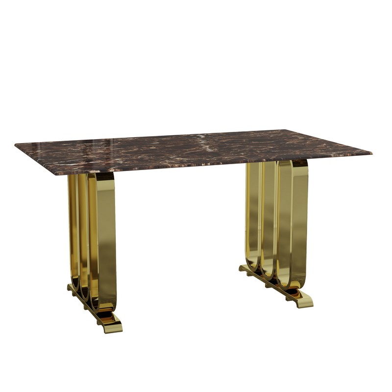 Merrion Dining Table Stanless Steel Gold & Marble