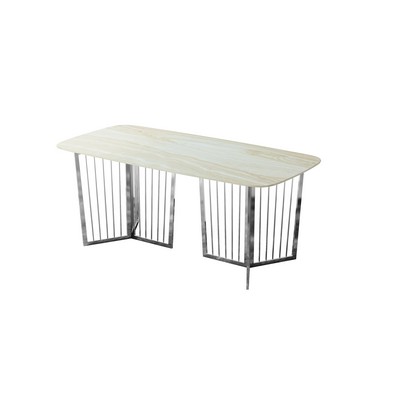 Merrion Dining Table Stanless Steel Marble Silver