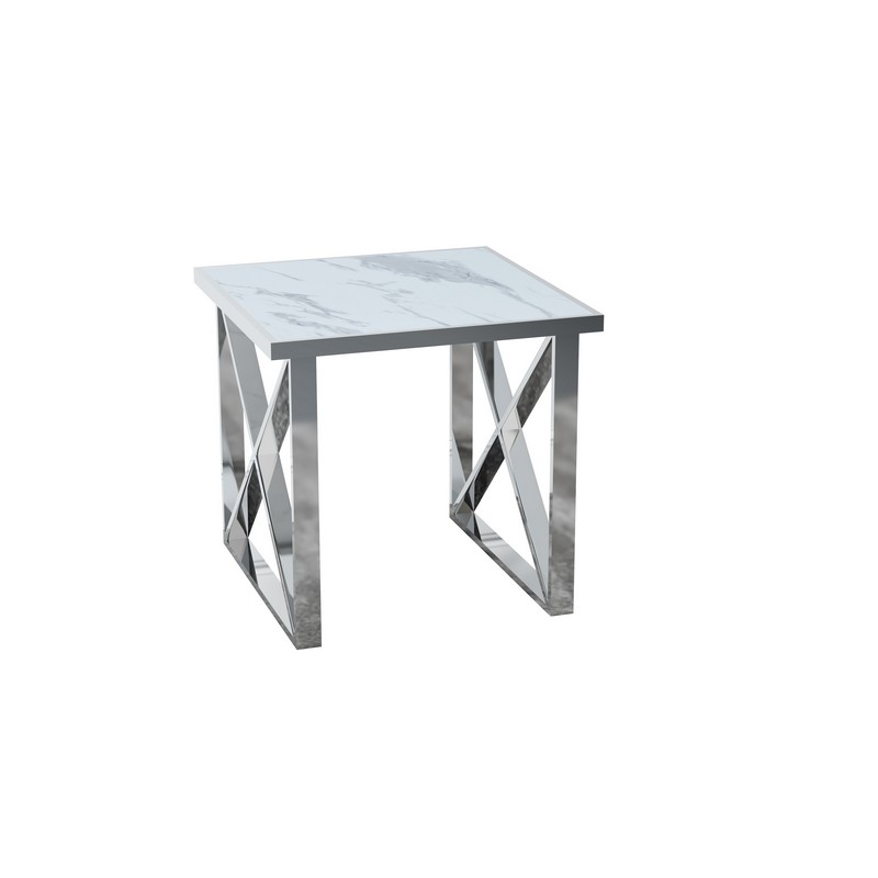 Merrion Square Dining Table Stanless Steel White