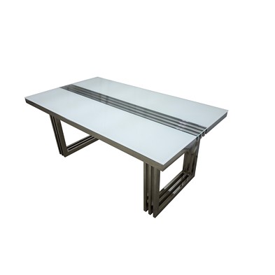 Product photograph of Merrion Dining Table Stanless Steel Mirrored 1 Shelf from QD stores