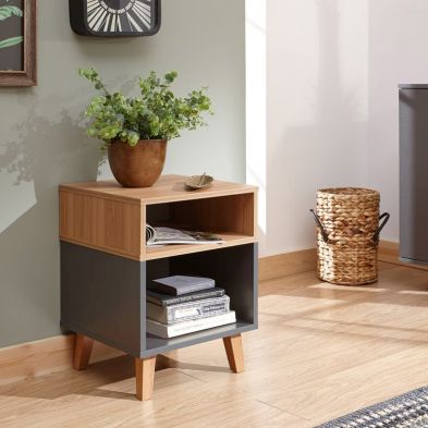 Product photograph of Modena Side Table Grey 2 Shelves from QD stores