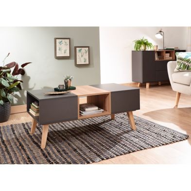 Modena Coffee Table Wood Grey 3 Shelves