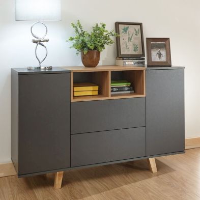 Product photograph of Modena Large Sideboard Grey 2 Doors 2 Shelves 2 Drawers from QD stores