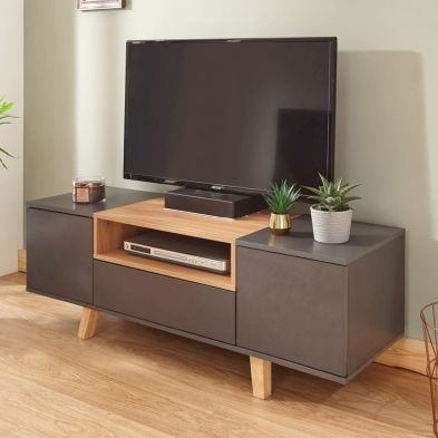 Product photograph of Modena Tv Unit Grey 1 Shelf 1 Drawer 2 Doors from QD stores