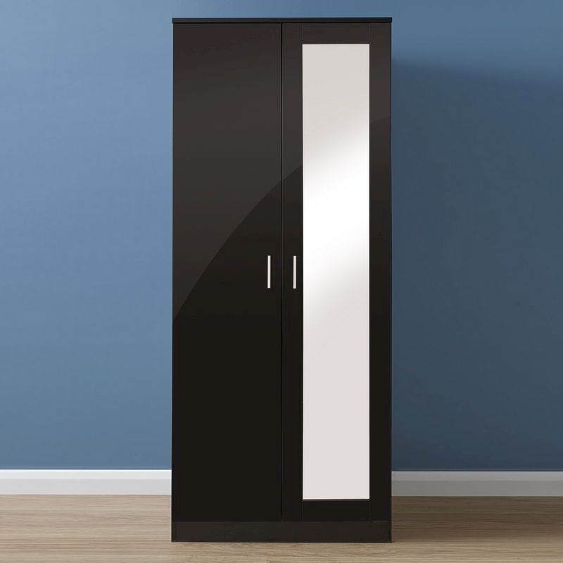 Melbourne Wardrobe Black 2 Door With Mirror