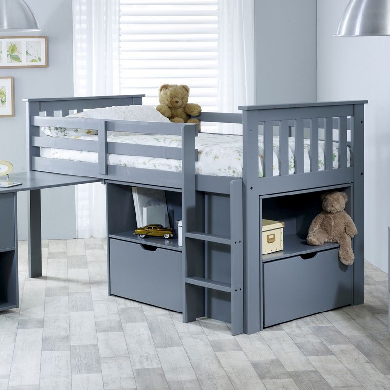Milo Single Cabin Bed Grey With Desk Storage Buy Online At Qd Stores
