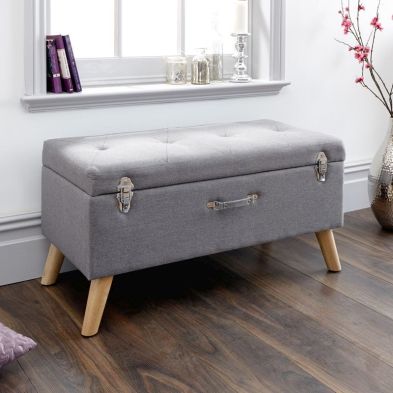 Product photograph of Minstrel Ottoman Fabric Grey 1 Door from QD stores