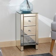 See more information about the Venetian Slim Bedside Table Mirrored 3 Drawers