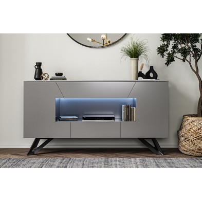 Product photograph of Weston Large Sideboard Dark Grey 2 Doors 5 Shelves 2 Drawers from QD stores