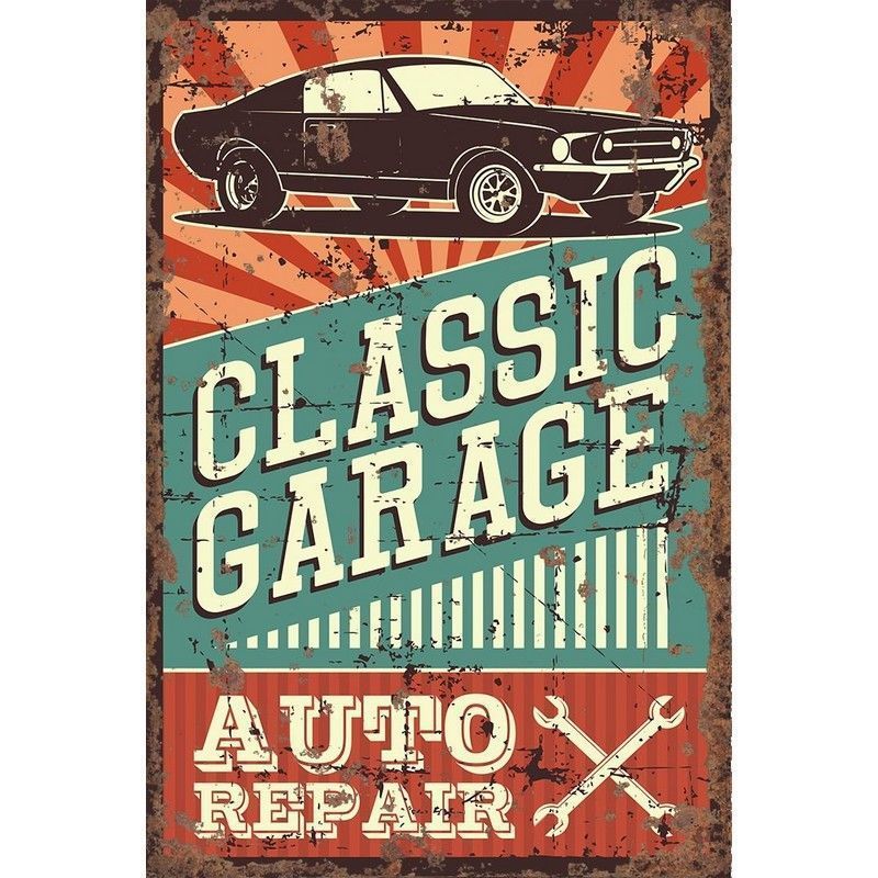Vintage Garage Sign Metal Wall Mounted - 40cm - Buy Online at QD