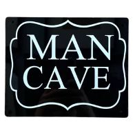 See more information about the Man Cave Sign Metal Black Wall Mounted - 25cm