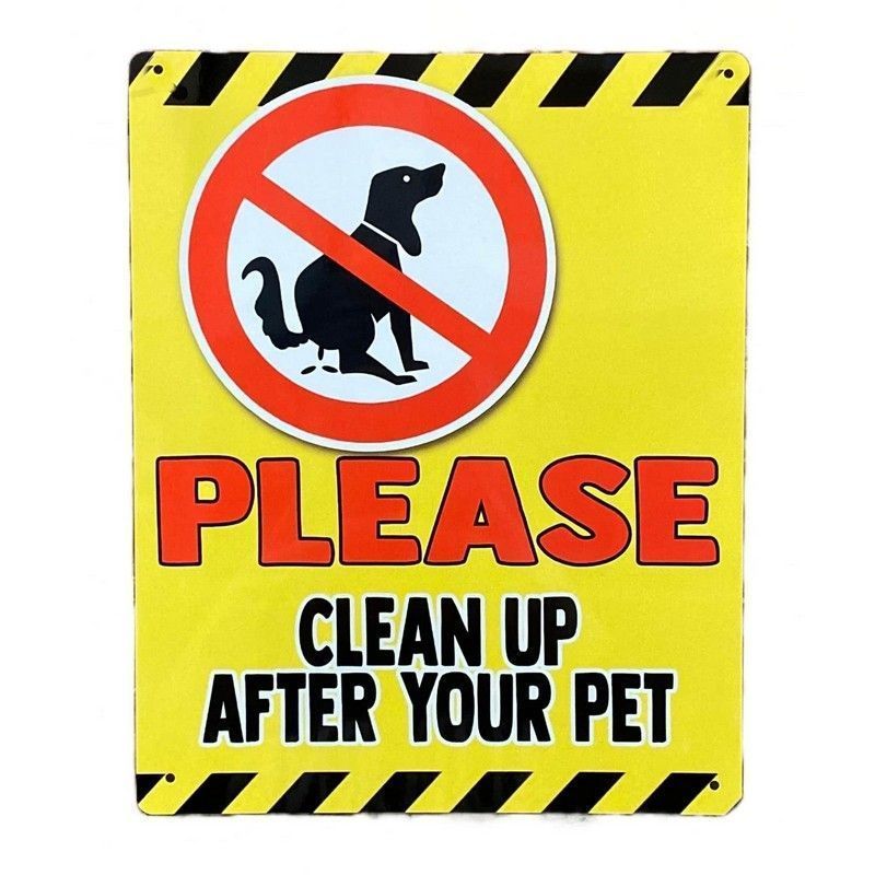 Clean Up After Your Pet Sign Metal Wall Mounted - 25cm