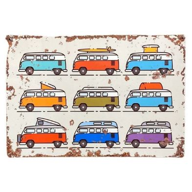 See more information about the Vintage Camper Van Sign Metal Wall Mounted - 41cm