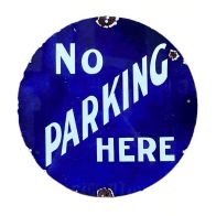 See more information about the No Parking Sign Metal Blue Wall Mounted - 20cm