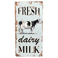 See more information about the Vintage Fresh Dairy Milk Sign Metal Wall Mounted - 30cm