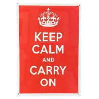 See more information about the Keep Calm And Carry On Sign Metal Wall Mounted - 41cm