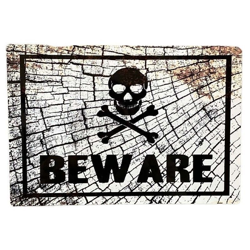 Beware Sign Metal Wall Mounted - 41cm