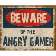 See more information about the Vintage Beware Of The Angry Gamer Sign Metal Wall Mounted - 27cm