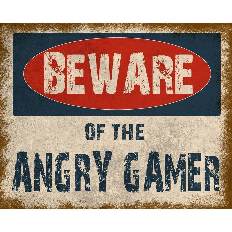 Vintage Beware Of The Angry Gamer Sign Metal Wall Mounted - 27cm