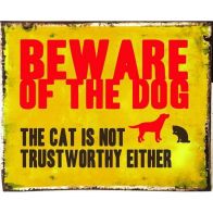See more information about the Vintage Beware Of The Dog Sign Metal Wall Mounted - 27cm