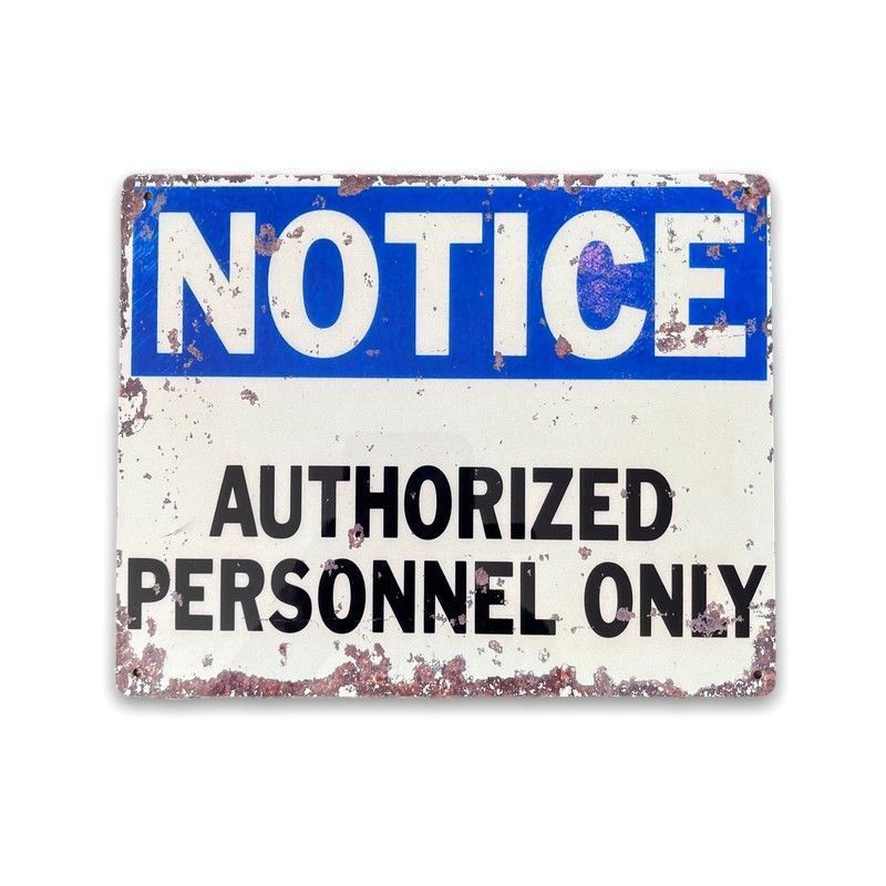 Vintage Authorized Personnel Only Sign Metal Wall Mounted - 27cm