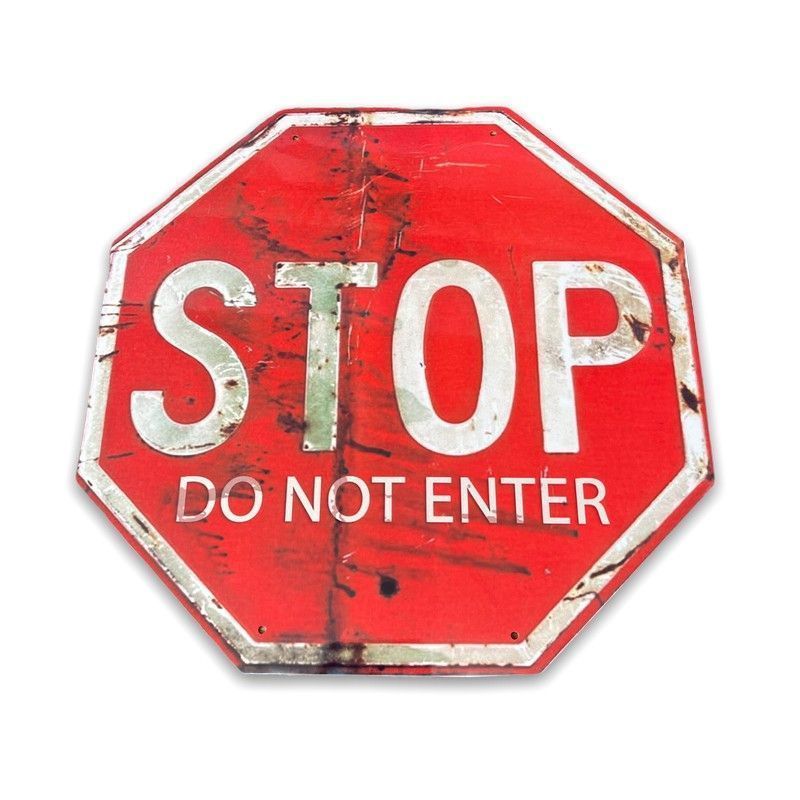 Vintage Stop - Do Not Enter Sign Metal Wall Mounted - 32cm