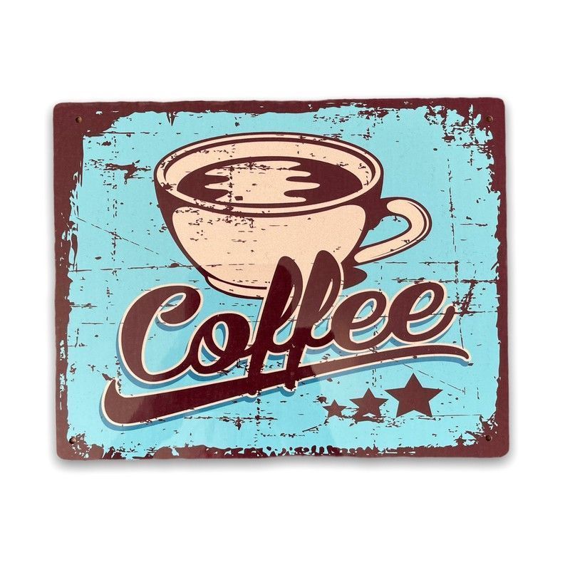 Vintage Coffee Sign Metal Wall Mounted - 27cm