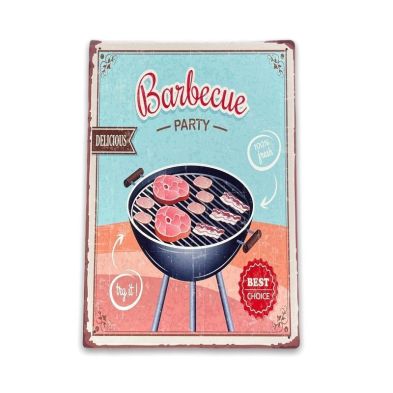 Vintage Barbecue Party Sign Metal Wall Mounted 42cm