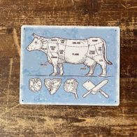See more information about the Vintage Butchers Cuts Of Beef Sign Metal Wall Mounted - 27cm