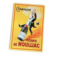 See more information about the Vintage Champagne Vicomte De Moulliac Sign Metal Wall Mounted - 42cm