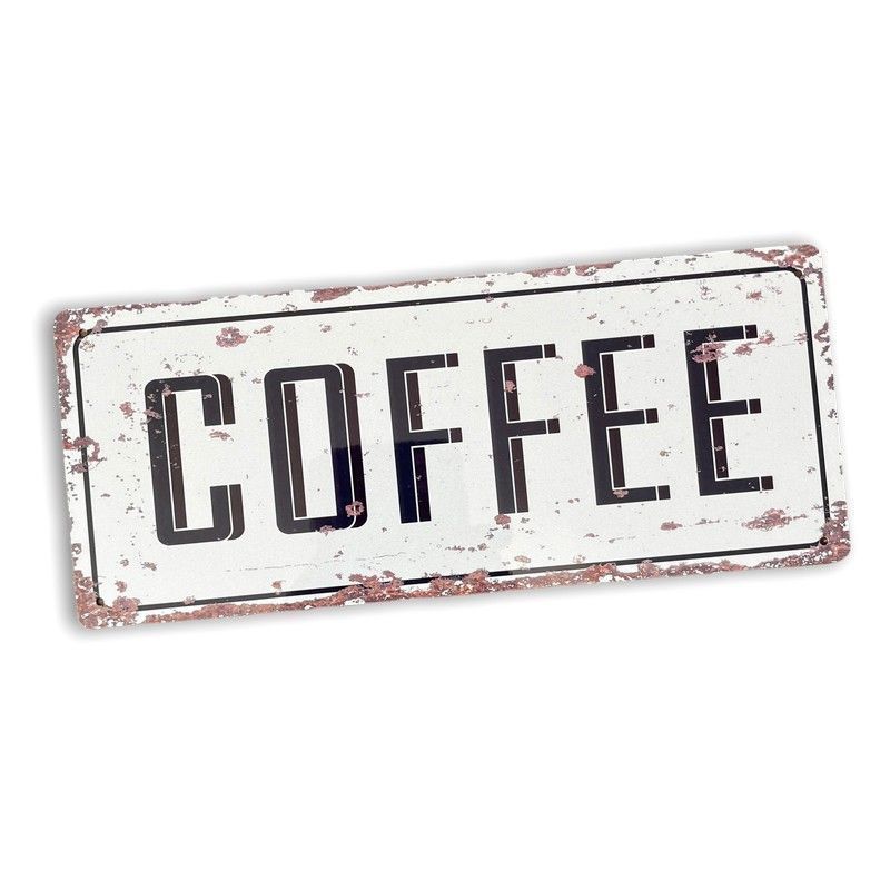 Vintage Coffee Sign Metal Wall Mounted - 32cm
