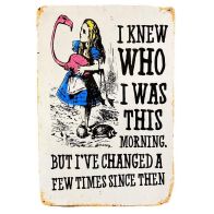 See more information about the Alice in Wonderland I Knew Who I Was, But I've Changed Sign Metal Wall Mounted - 28cm