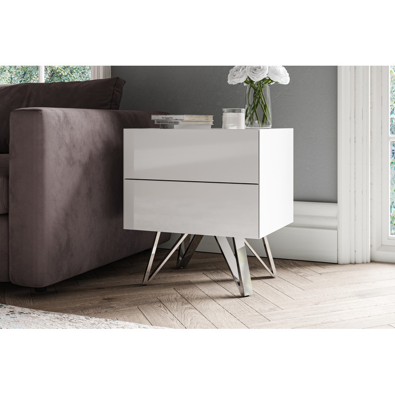 Weston Side Table White 2 Drawers