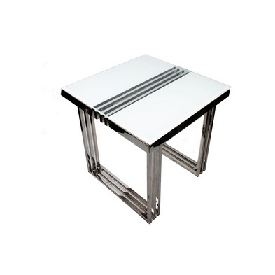 Merrion Side Table Stanless Steel Mirrored 1 Shelf