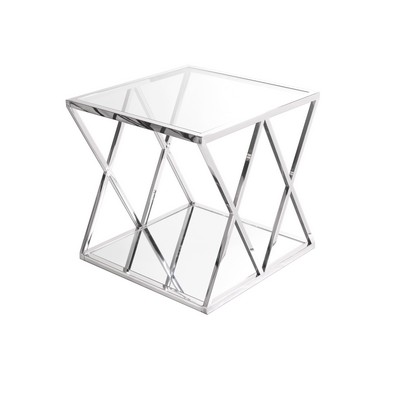 Merrion Side Table Stainless Steel Mirrored 1 Shelf