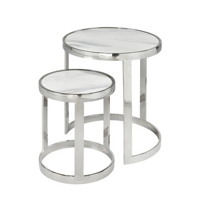 Product photograph of Pair Of Merrion Nest Of Tables Stainless Steel White 1 Shelf from QD stores