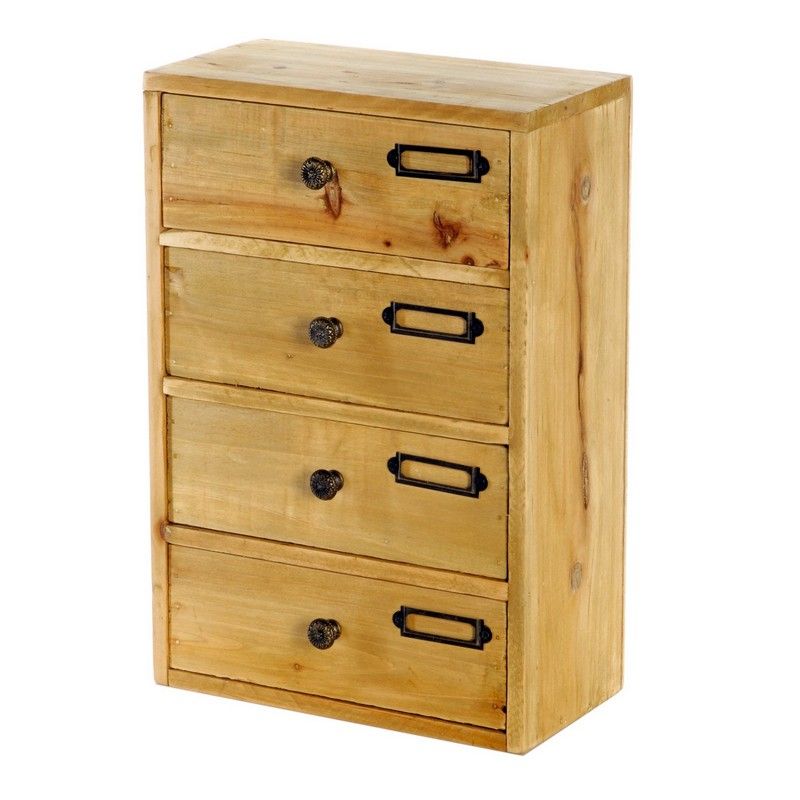 Wood Organiser 4 Drawers 34cm - Natural