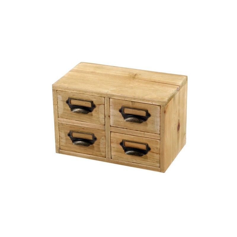 Wood Organiser 4 Drawers 25cm - Natural
