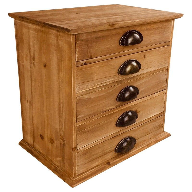 Wood Organiser 5 Drawers 37.5cm - Natural